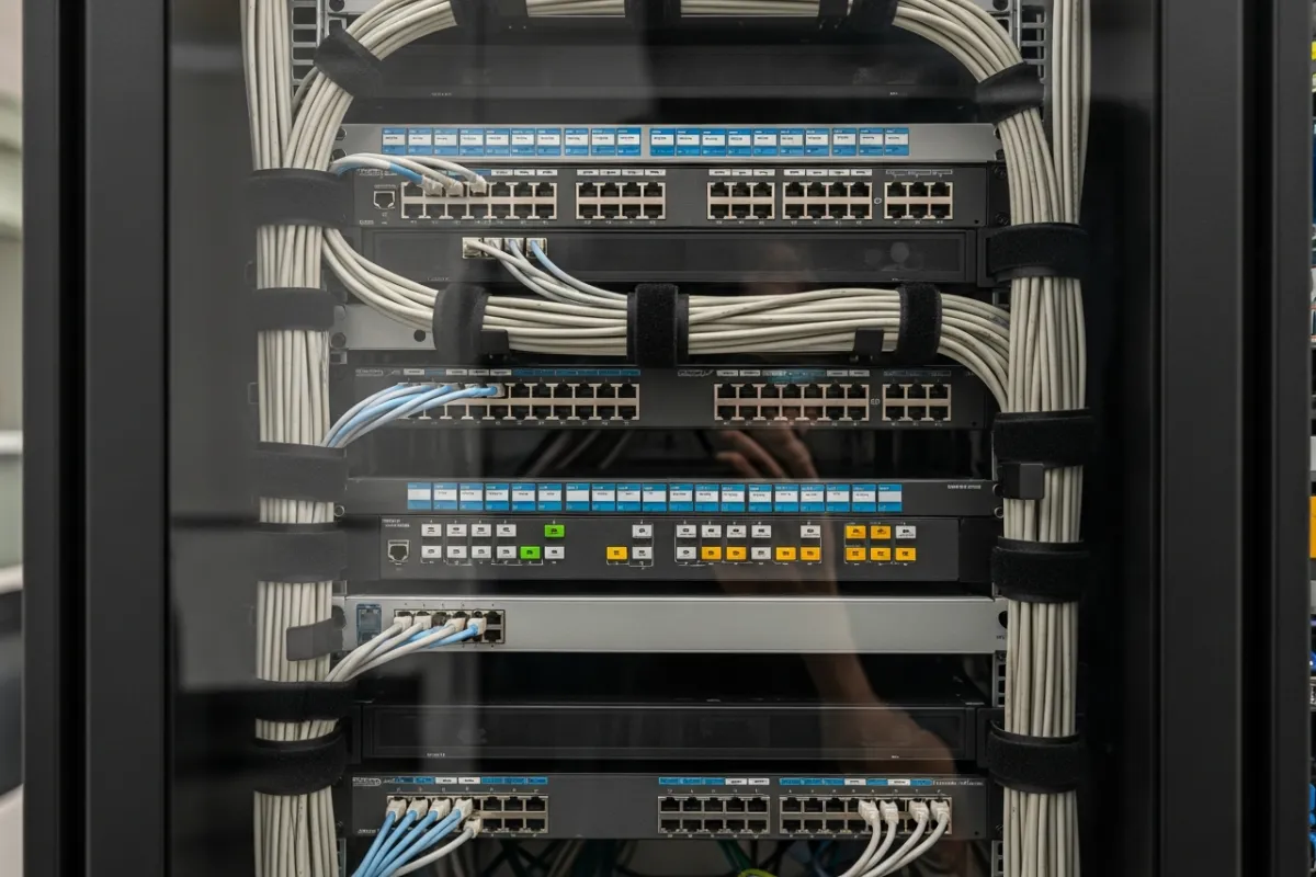 Organised network rack and switches